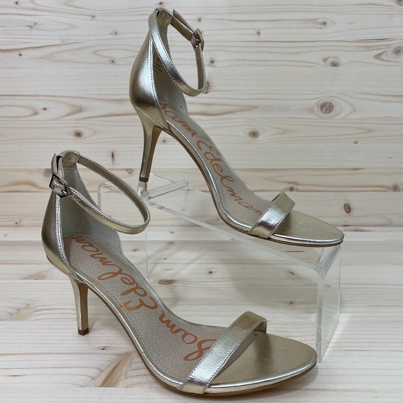 Sam Edelman Shoes - Sam Edelman "Patti" Gold Ankle Strap Heels